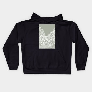 Green line art landscape Kids Hoodie